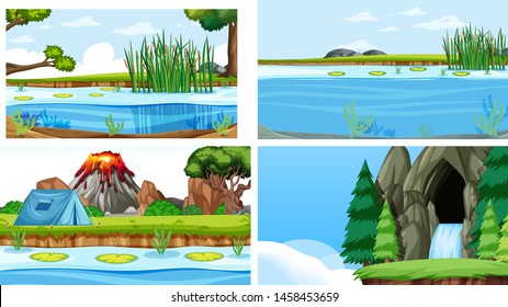 Set Szenen in Natureinstellungsgrafik