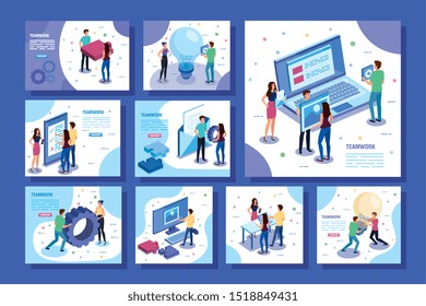 set of scenes teamwork people