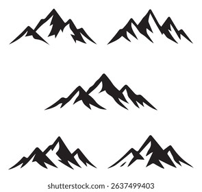 a set of Scenic Mountain Landscape Set with Minimalist Nature Silhouettes