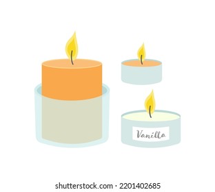 Set of scented candles vector illustration.