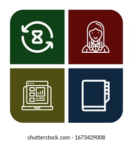 Set of schedule icons. Such as Processing time, Manager, Report, Agenda , schedule icons