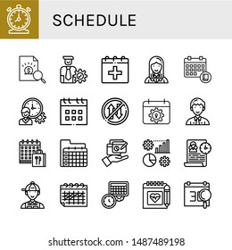 Set of schedule icons such as Time management, Report, Manager, Date, Schedule, Calendar, Priority, Management , schedule