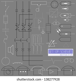set of schemes of electric circuits.