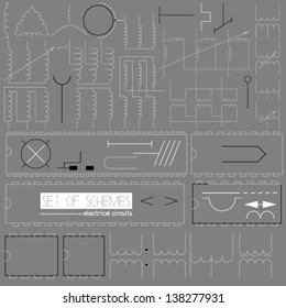 set of schemes of electric circuits.