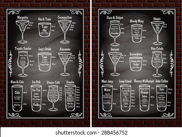 set of schemes ingredients for making cocktails