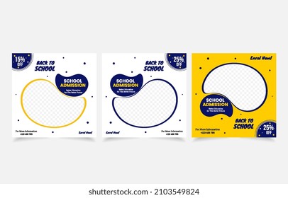 set school admission minimalist design. back to school banner design social media promotion.