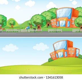 Conjunto de ilustraciones de fondo de la escuela