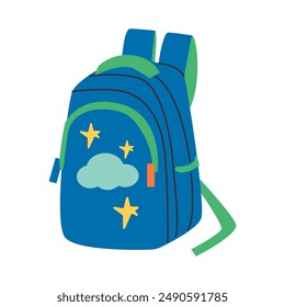 Set of school backpacks schoolbag . Children briefcases for carrying school supplies. Vector illustration flat doodle cartoon illustration for girl and boy . Back to school