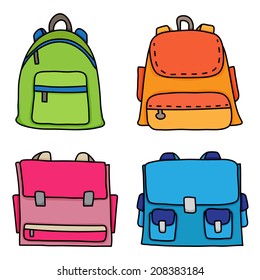 Set of school bags. Vector illustration.