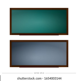 Set of school blackboard vector. Chalkboard with black and green backgrounds. Element for design on a school or business theme.