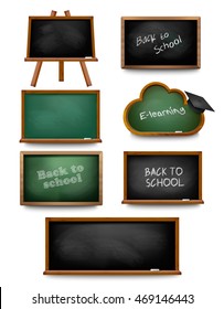 Set of school board blackboards. Back to school. Vector illustration 