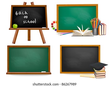 Set of school board blackboards. Back to school. Vector illustration