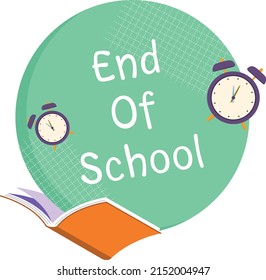 Set of school book and o'clock. end of school year. The concept of education. Flat vector illustration isolated.