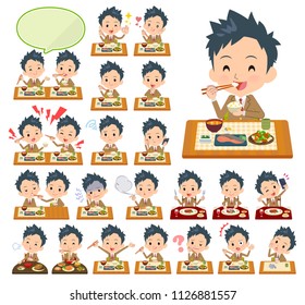 A set of School boy about meals.Japanese and Chinese cuisine, Western style dishes and so on.It's vector art so it's easy to edit.