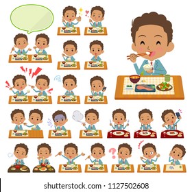 A set of School boy about meals.Japanese and Chinese cuisine, Western style dishes and so on.It's vector art so it's easy to edit.