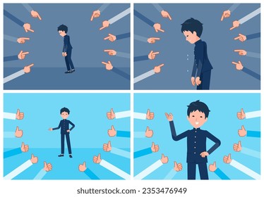 A set of School boy to be evaluated.It's vector art so easy to edit.