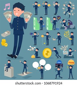 A set School boy with concerning money and economy.
There are also actions on success and failure.
It's vector art so it's easy to edit.