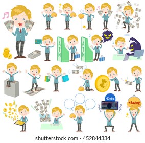 A set School boy with concerning money and economy.
There are also actions on success and failure.
It's vector art so it's easy to edit.