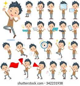 A set of school boy with digital equipment such as smartphones.
There are actions that express emotions.
It's vector art so it's easy to edit.