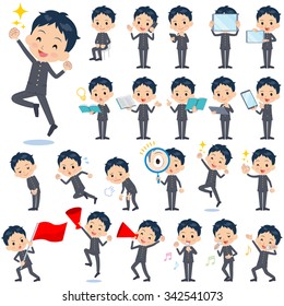 A set of school boy with digital equipment such as smartphones.
There are actions that express emotions.
It's vector art so it's easy to edit.