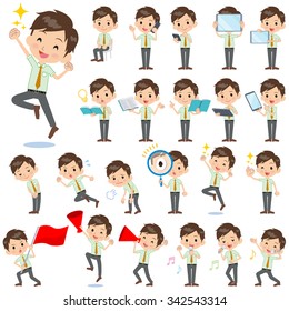 A set of school boy with digital equipment such as smartphones.
There are actions that express emotions.
It's vector art so it's easy to edit.