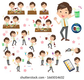 A set of school boy Enjoy a drink party.It's vector art so it's easy to edit.
