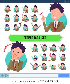 A set of school boy with expresses various emotions on the SNS screen.There are variations of emotions such as joy and sadness.It's vector art so it's easy to edit.