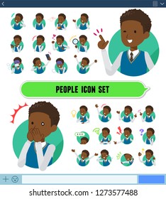 A set of school boy with expresses various emotions on the SNS screen.There are variations of emotions such as joy and sadness.It's vector art so it's easy to edit.