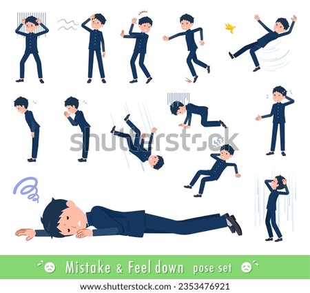 A set of School boy expressing failure and depression.It's vector art so easy to edit.