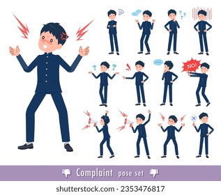 A set of School boy expressing their discontent.It's vector art so easy to edit.