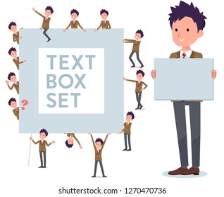 A set of school boy with a message board.Since each is divided, you can move it freely.It's vector art so it's easy to edit.