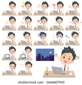 A set of school boy on desk work.There are various actions such as feelings and fatigue.It's vector art so it's easy to edit.
