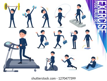 A set of school boy on exercise and sports.There are various actions to move the body healthy.It's vector art so it's easy to edit.