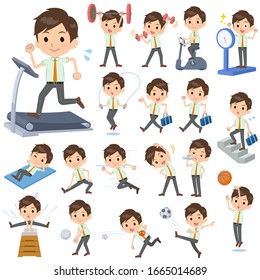 A set of school boy on exercise and sports.There are various actions to move the body healthy.It's vector art so it's easy to edit.
