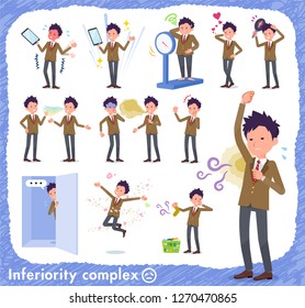 A set of school boy on inferiority complex.There are actions suffering from smell and appearance.It's vector art so it's easy to edit.