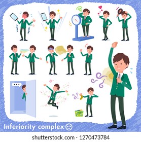 A set of school boy on inferiority complex.There are actions suffering from smell and appearance.It's vector art so it's easy to edit.