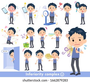 A set of school boy on inferiority complex.There are actions suffering from smell and appearance.It's vector art so it's easy to edit.
