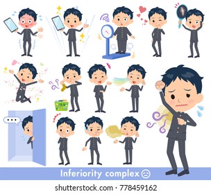 A set of school boy on inferiority complex.
There are actions suffering from smell and appearance.
It's vector art so it's easy to edit.