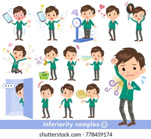 A set of school boy on inferiority complex.
There are actions suffering from smell and appearance.
It's vector art so it's easy to edit.