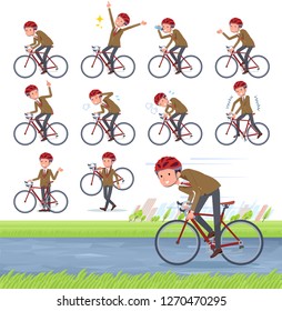 A set of school boy on a road bike.There is an action that is enjoying.It's vector art so it's easy to edit.