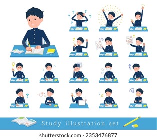 A set of School boy on study.It's vector art so easy to edit.