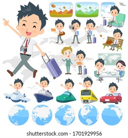 A set of school boy on travel.There are also vehicles such as boats and airplanes.It's vector art so it's easy to edit.
