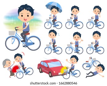 A set of school boy riding a city cycle.There are actions on manners and troubles.It's vector art so it's easy to edit.

