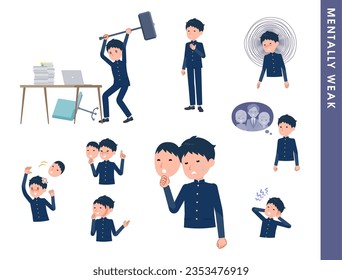 A set of School boy spirit is weak.It's vector art so easy to edit.