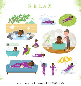 A set of school boy in sportswear about relaxing.There are actions such as vacation and stress relief.It's vector art so it's easy to edit.