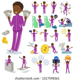 A set of school boy in sportswear with concerning money and economy.There are also actions on success and failure.It's vector art so it's easy to edit.