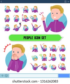 A set of school boy in sportswear with expresses various emotions on the SNS screen.There are variations of emotions such as joy and sadness.It's vector art so it's easy to edit.
