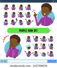 A set of school boy in sportswear with expresses various emotions on the SNS screen.There are variations of emotions such as joy and sadness.It's vector art so it's easy to edit.
