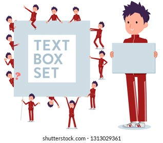 A set of school boy in sportswear with a message board.Since each is divided, you can move it freely.It's vector art so it's easy to edit.