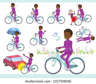 A set of school boy in sportswear riding a city cycle.There are actions on manners and troubles.It's vector art so it's easy to edit.